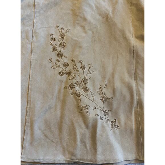 Coldwater Creek Suede Leather Jacket Women's XL Cream Embroidered Snap Button - Picture 12 of 16